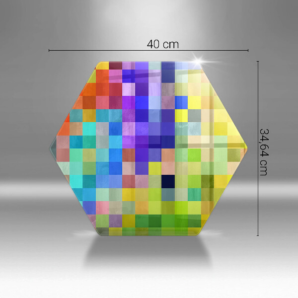 Glas Herdabdeckplatte Bunte Pixelquadrate