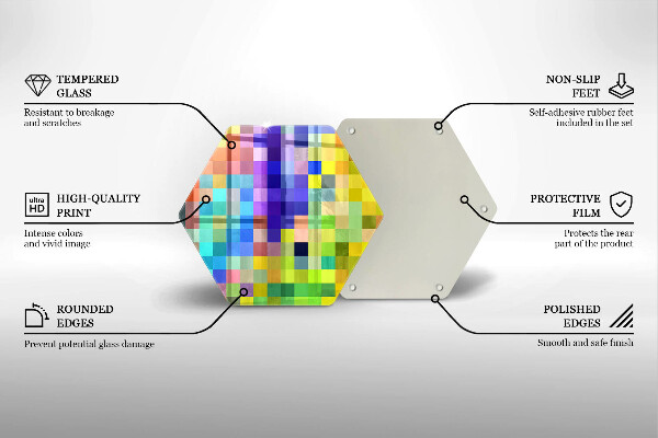 Glas Herdabdeckplatte Bunte Pixelquadrate