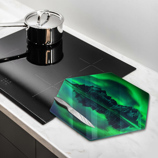 Glas Herdabdeckplatte Nordlichtlandschaft