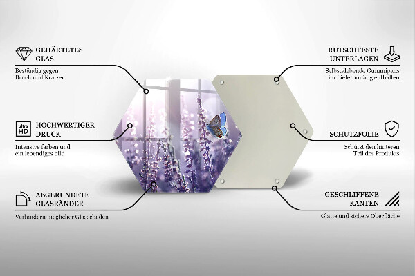 Glas Herdabdeckplatte Wildblumen und Schmetterling