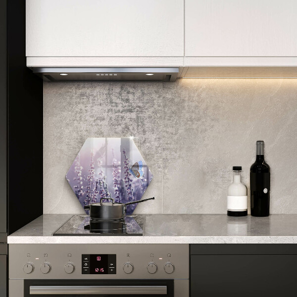 Glas Herdabdeckplatte Wildblumen und Schmetterling