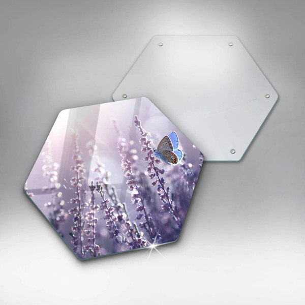 Glas Herdabdeckplatte Wildblumen und Schmetterling