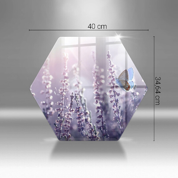 Glas Herdabdeckplatte Wildblumen und Schmetterling