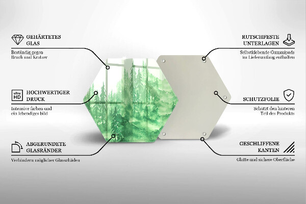 Glas Herdabdeckplatte Gemalter Wald