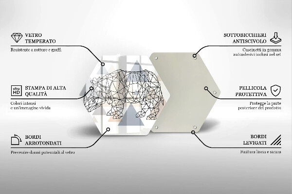 Glas Ceranfeldabdeckung Line-Art-Nashorn