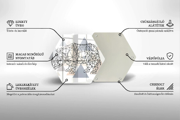 Glas Ceranfeldabdeckung Line-Art-Nashorn
