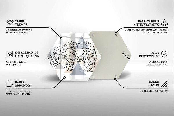 Glas Ceranfeldabdeckung Line-Art-Nashorn