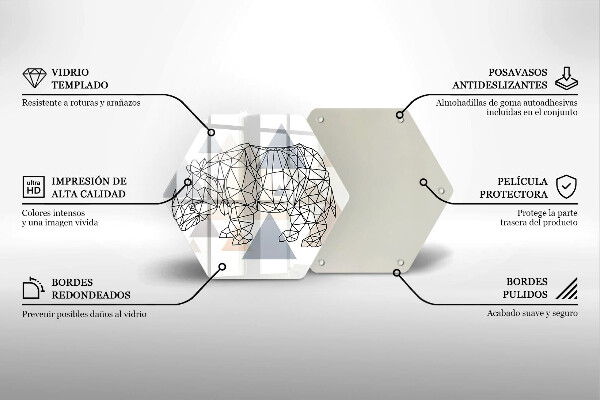 Glas Ceranfeldabdeckung Line-Art-Nashorn