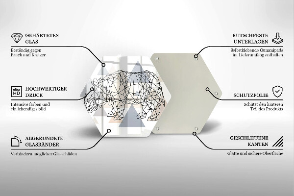 Glas Ceranfeldabdeckung Line-Art-Nashorn