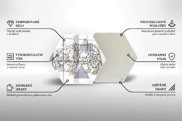 Glas Ceranfeldabdeckung Line-Art-Nashorn