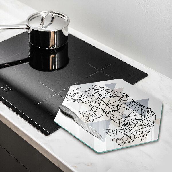 Glas Ceranfeldabdeckung Line-Art-Nashorn