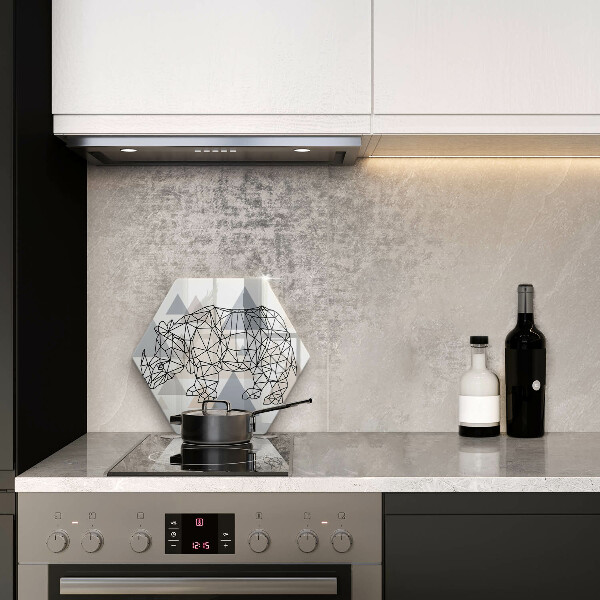 Glas Ceranfeldabdeckung Line-Art-Nashorn