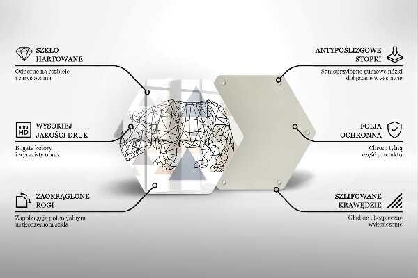 Glas Ceranfeldabdeckung Line-Art-Nashorn