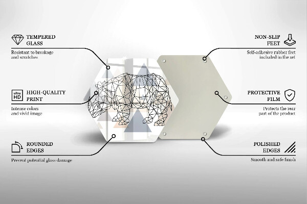 Glas Ceranfeldabdeckung Line-Art-Nashorn