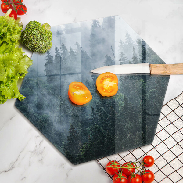 Glas Ceranfeldabdeckung Waldbäume und Nebel