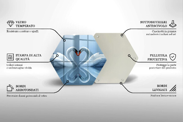 Glas Herdabdeckplatte Zwei Schwanenherzen