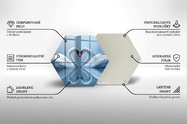 Glas Herdabdeckplatte Zwei Schwanenherzen
