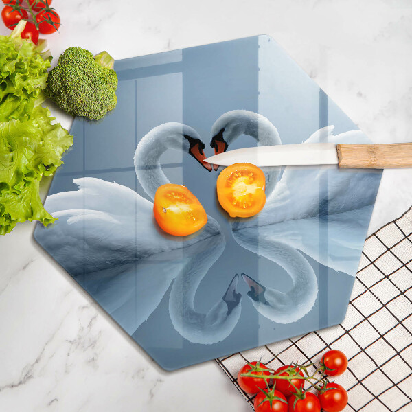 Glas Herdabdeckplatte Zwei Schwanenherzen