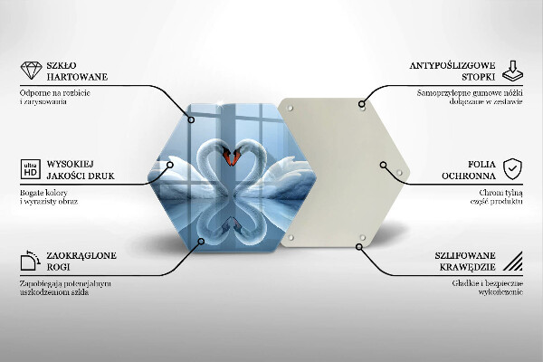Glas Herdabdeckplatte Zwei Schwanenherzen