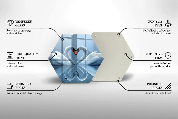 Glas Herdabdeckplatte Zwei Schwanenherzen
