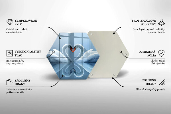 Glas Herdabdeckplatte Zwei Schwanenherzen