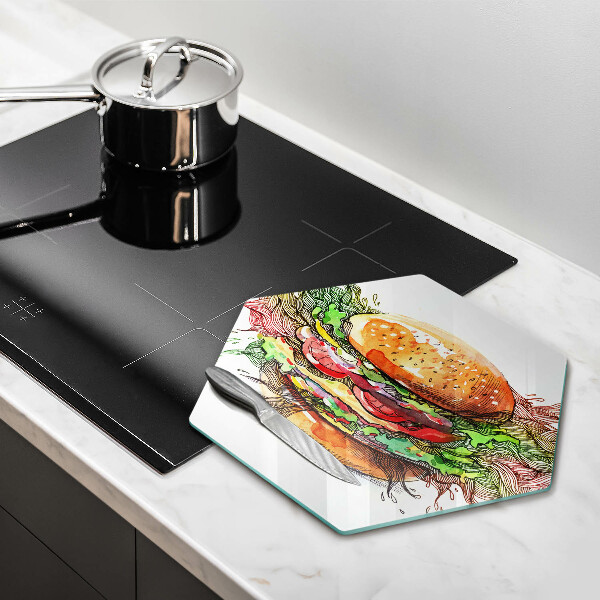 Glas Herdabdeckplatte Hamburger-Zeichnung