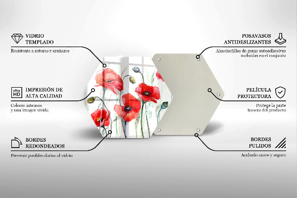 Glas Herdabdeckplatte Rote Mohnblumen