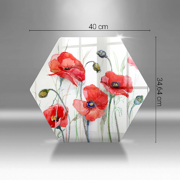 Glas Herdabdeckplatte Rote Mohnblumen