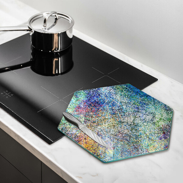 Glas Herdabdeckplatte Bunte Linienabstraktion