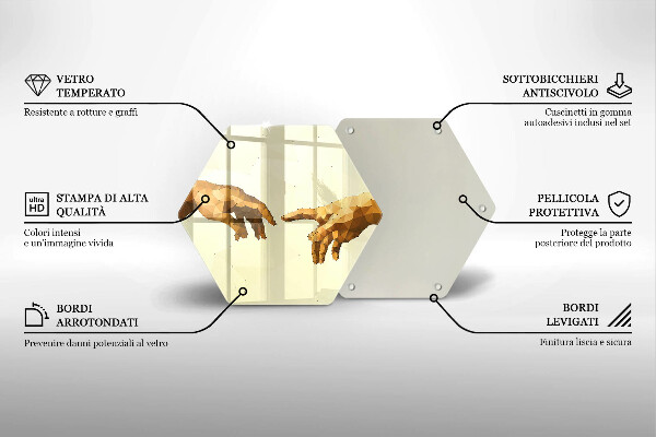 Glas Herdabdeckplatte Erschaffung von Adams Händen