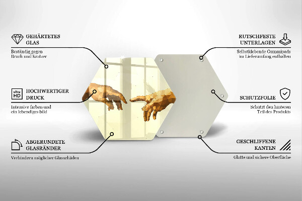 Glas Herdabdeckplatte Erschaffung von Adams Händen