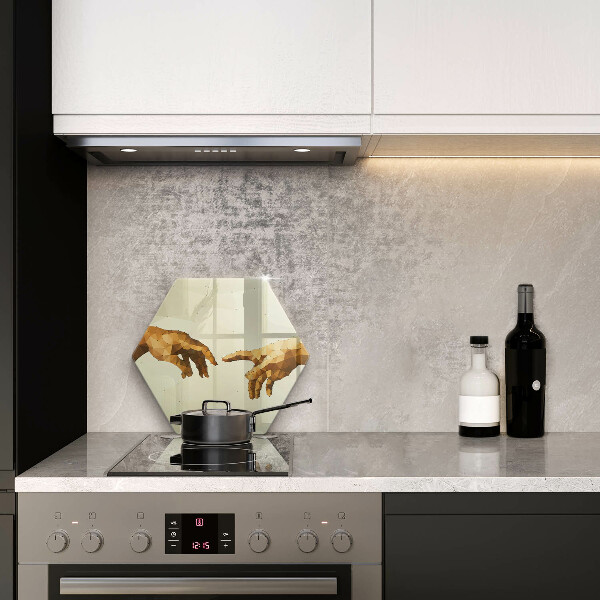 Glas Herdabdeckplatte Erschaffung von Adams Händen