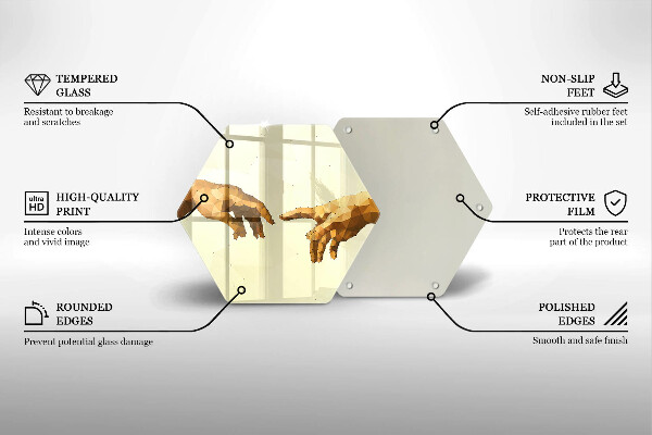Glas Herdabdeckplatte Erschaffung von Adams Händen