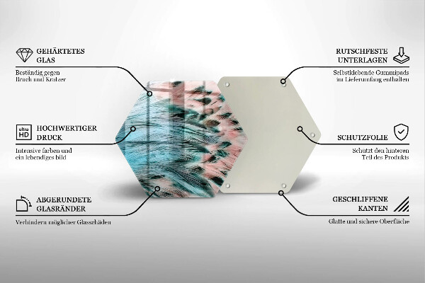 Glas Herdabdeckplatte Boho-Vogelfedern