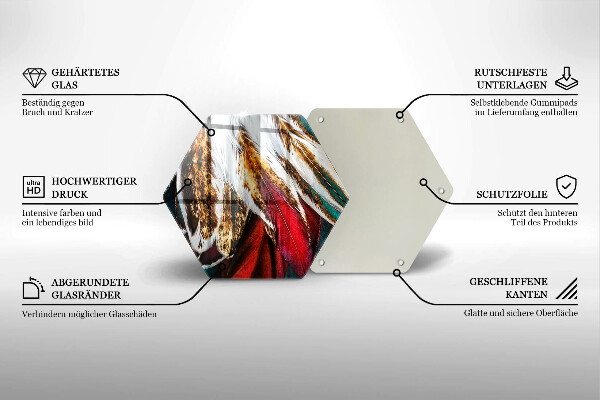 Glas Herdabdeckplatte Boho-Vogelfedern