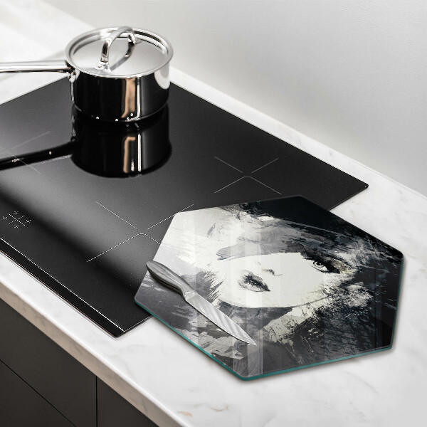 Glas Herdabdeckplatte Gemälde einer Frau