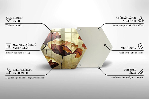 Glas Herdabdeckplatte Bemalte Boho-Blumen