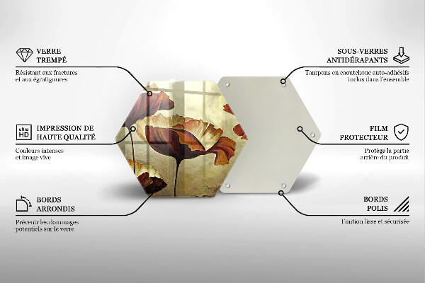 Glas Herdabdeckplatte Bemalte Boho-Blumen