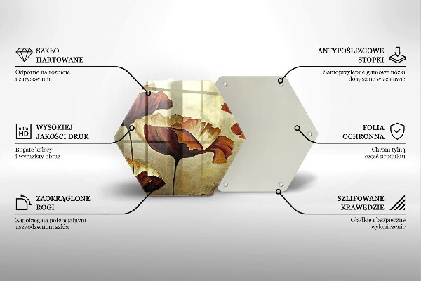 Glas Herdabdeckplatte Bemalte Boho-Blumen