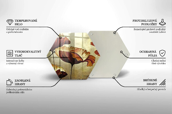 Glas Herdabdeckplatte Bemalte Boho-Blumen