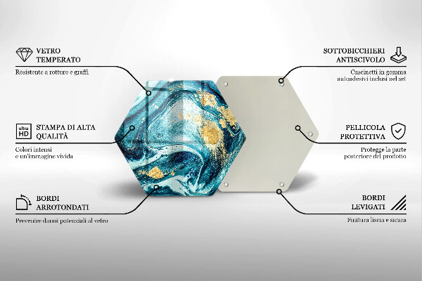 Glas Herdabdeckplatte Blaugoldene Abstraktion