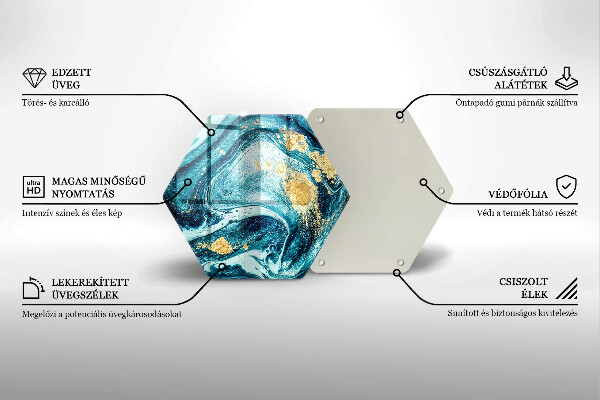 Glas Herdabdeckplatte Blaugoldene Abstraktion