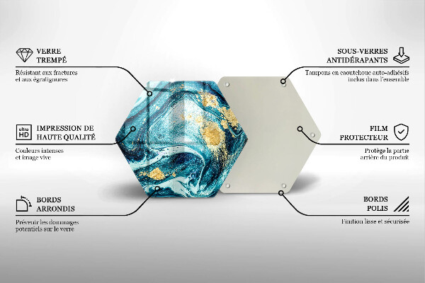 Glas Herdabdeckplatte Blaugoldene Abstraktion
