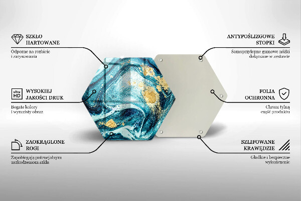 Glas Herdabdeckplatte Blaugoldene Abstraktion