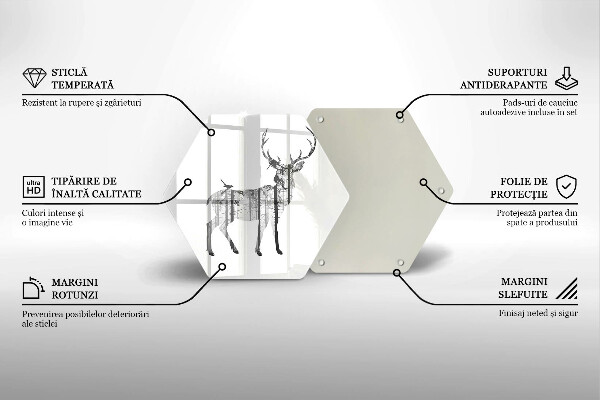 Glas Herdabdeckplatte Hirsch- und Waldillustration