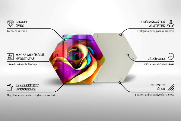 Glas Herdabdeckplatte Bunte Rosenblätter