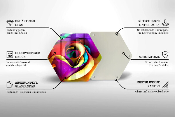 Glas Herdabdeckplatte Bunte Rosenblätter