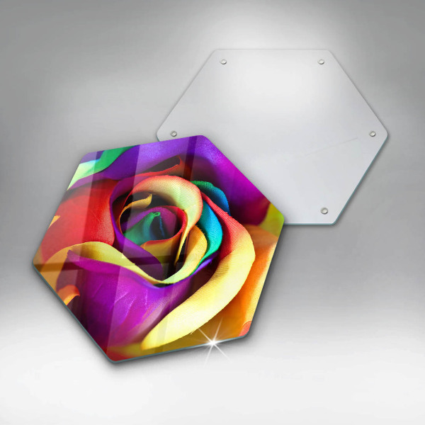 Glas Herdabdeckplatte Bunte Rosenblätter