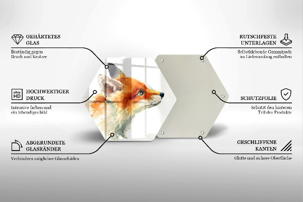 Glas Ceranfeldabdeckung Bemalter Fuchs
