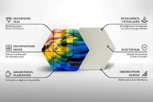Glas Ceranfeldabdeckung Bunte Papageienfedern